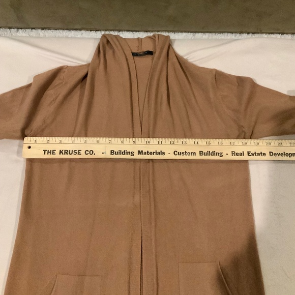 Cyrus Tan M open front hooded cardigan w/ front pockets Classic Minimalist - Picture 2 of 7